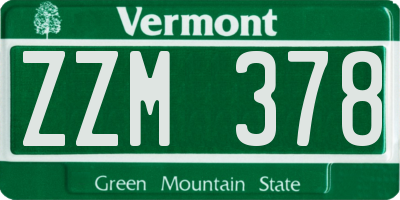 VT license plate ZZM378