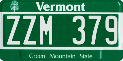 VT license plate ZZM379