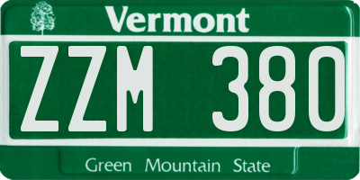 VT license plate ZZM380