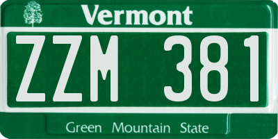 VT license plate ZZM381