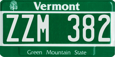 VT license plate ZZM382