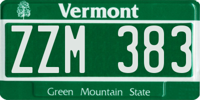 VT license plate ZZM383