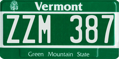 VT license plate ZZM387