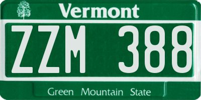VT license plate ZZM388