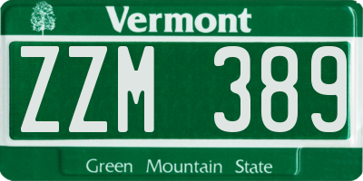 VT license plate ZZM389