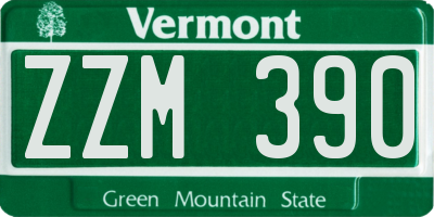 VT license plate ZZM390