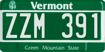 VT license plate ZZM391