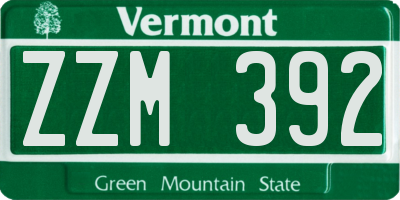 VT license plate ZZM392