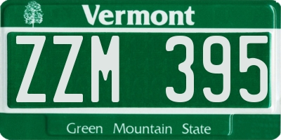 VT license plate ZZM395
