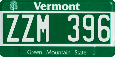 VT license plate ZZM396