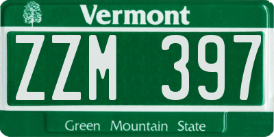 VT license plate ZZM397