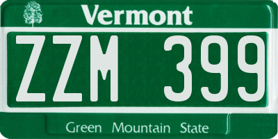 VT license plate ZZM399