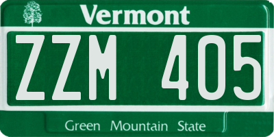 VT license plate ZZM405
