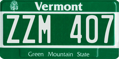 VT license plate ZZM407