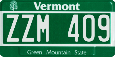 VT license plate ZZM409