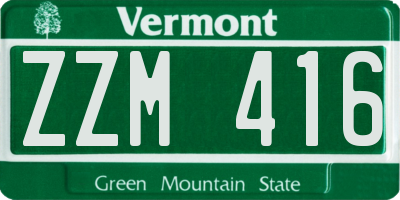 VT license plate ZZM416