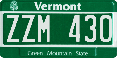 VT license plate ZZM430