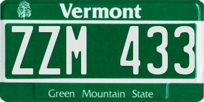 VT license plate ZZM433