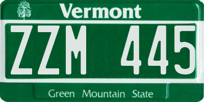 VT license plate ZZM445