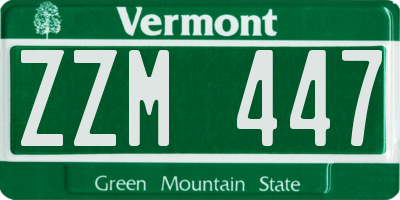 VT license plate ZZM447