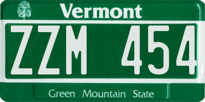 VT license plate ZZM454