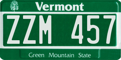 VT license plate ZZM457