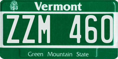 VT license plate ZZM460