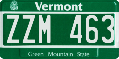 VT license plate ZZM463