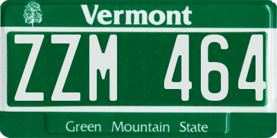 VT license plate ZZM464