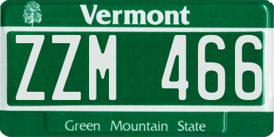 VT license plate ZZM466