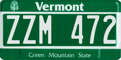 VT license plate ZZM472