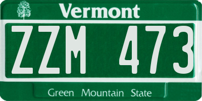 VT license plate ZZM473