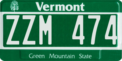 VT license plate ZZM474