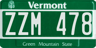 VT license plate ZZM478