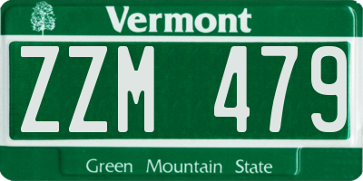 VT license plate ZZM479