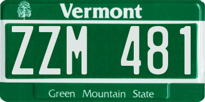 VT license plate ZZM481