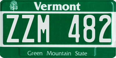VT license plate ZZM482