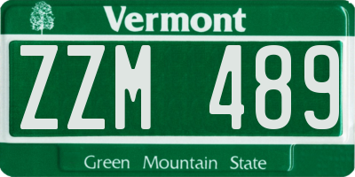 VT license plate ZZM489