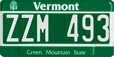 VT license plate ZZM493