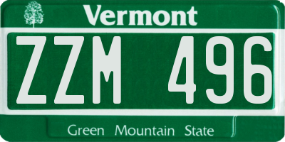 VT license plate ZZM496