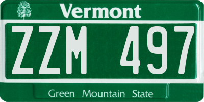 VT license plate ZZM497