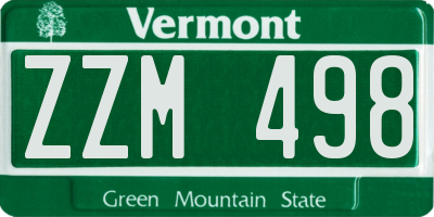 VT license plate ZZM498