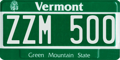VT license plate ZZM500