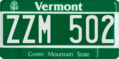 VT license plate ZZM502