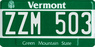 VT license plate ZZM503