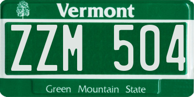 VT license plate ZZM504