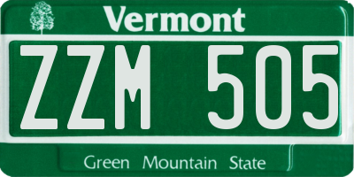 VT license plate ZZM505