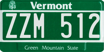 VT license plate ZZM512