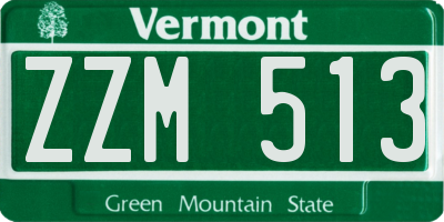 VT license plate ZZM513
