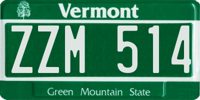 VT license plate ZZM514